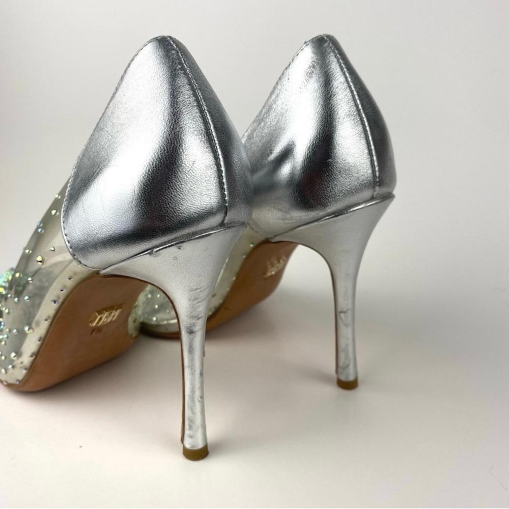 RARE Badgley Mischka Cinderella Pointed Toe Heels Silver and Clear Women's - Picture 5 of 12
